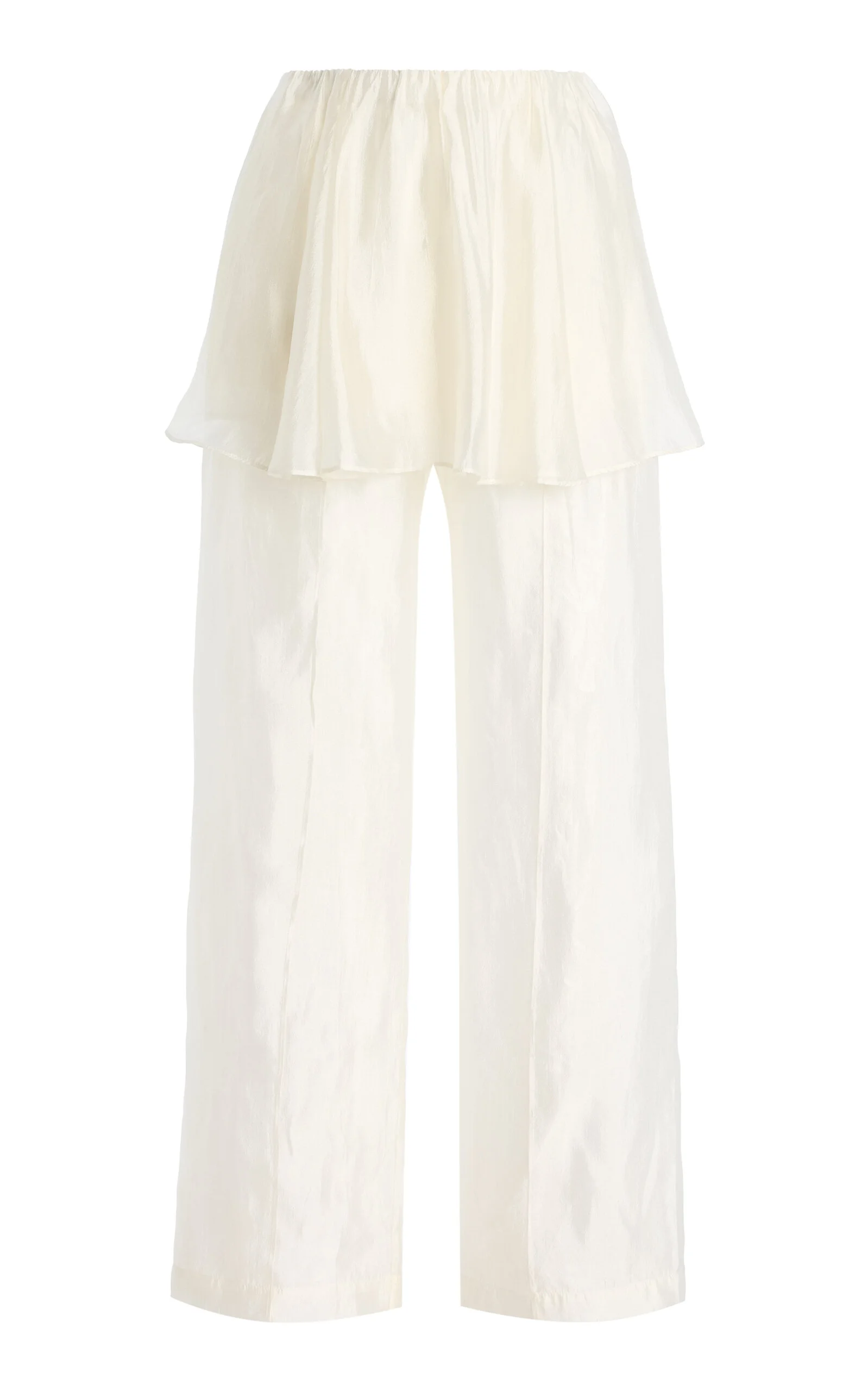 Gilian Skirt-Overlay Organza Peplum Pants ivory - 1