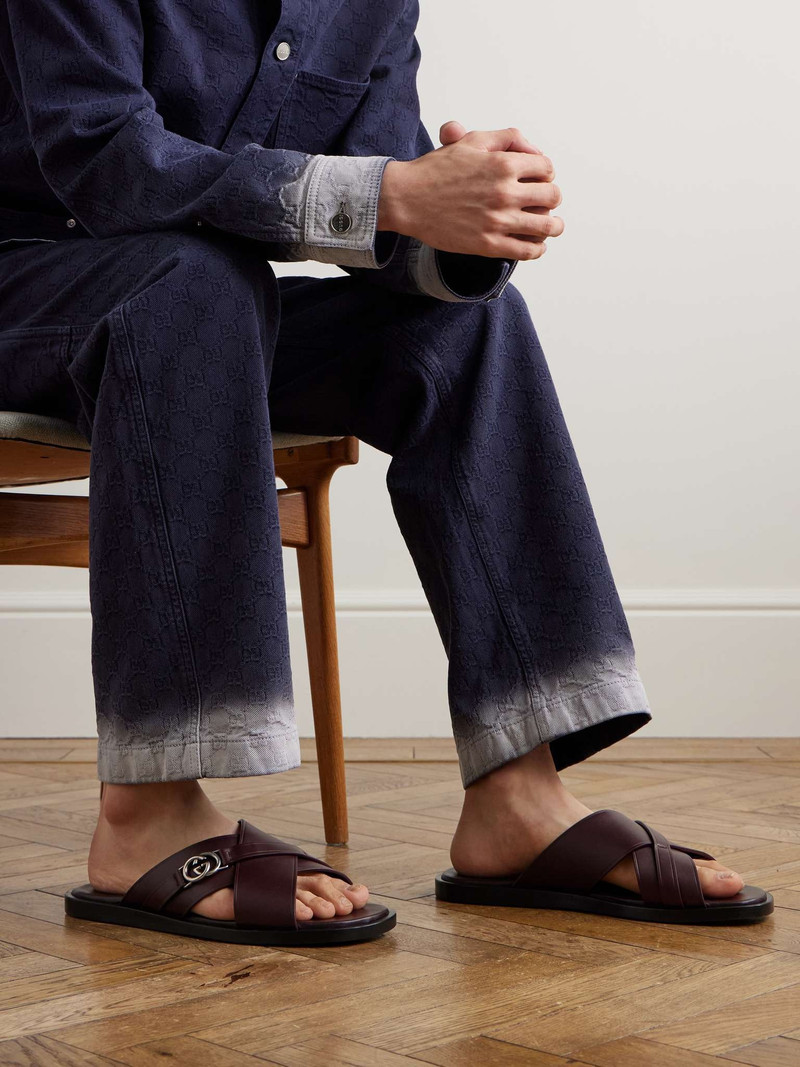 GUCCI Logo-Embellished Leather Sandals outlook