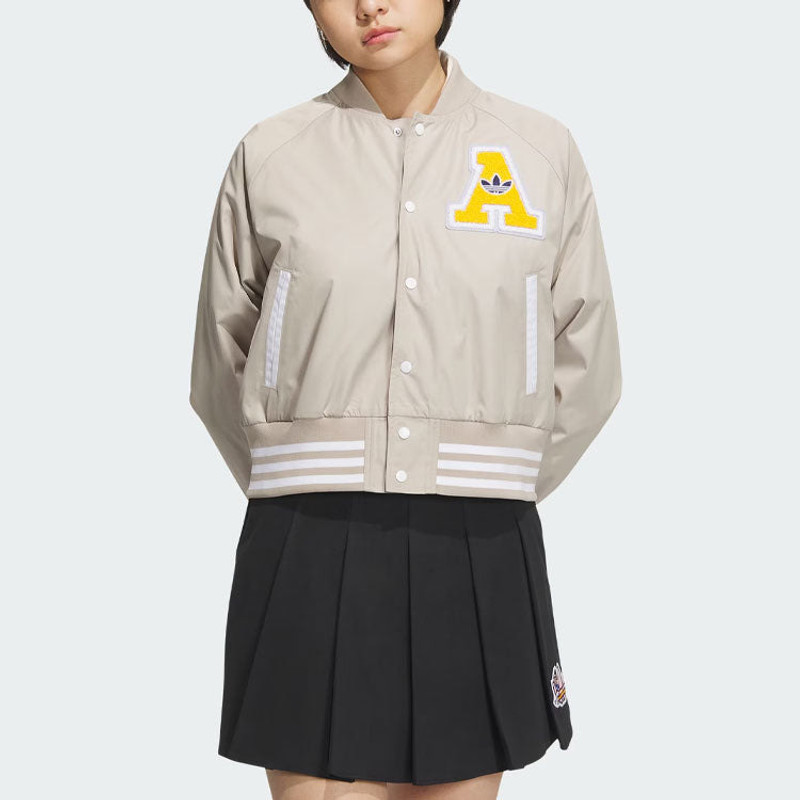 adidas (WMNS) adidas Originals Collegiate Bomber Jackets 'Beige' IU4770 outlook