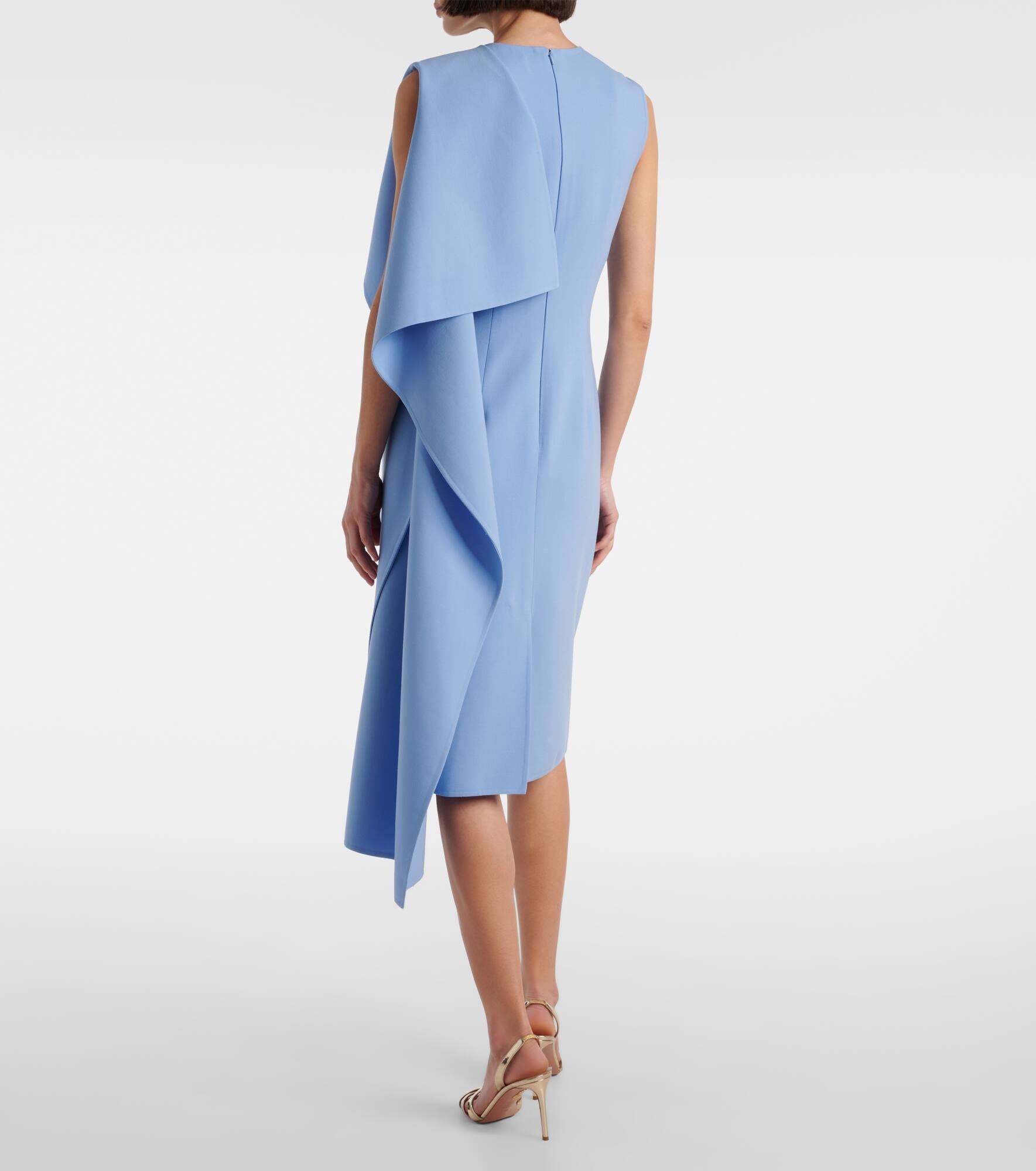 Ruffled wool-blend midi dress - 3