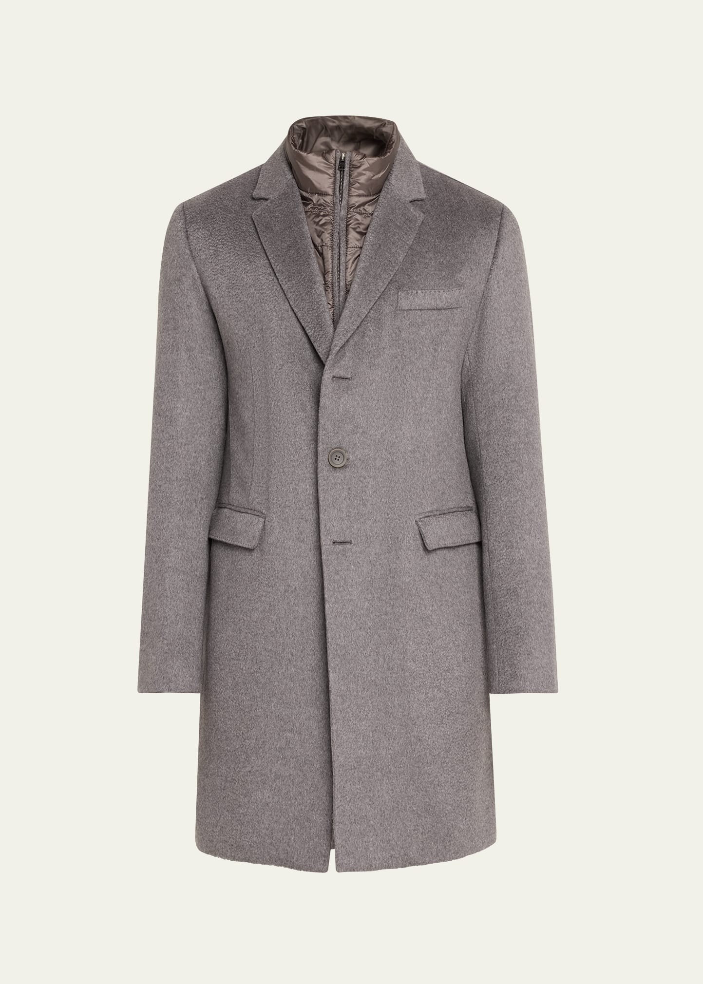 Men's Cashmere Topcoat with Nylon Wind Guard - 1