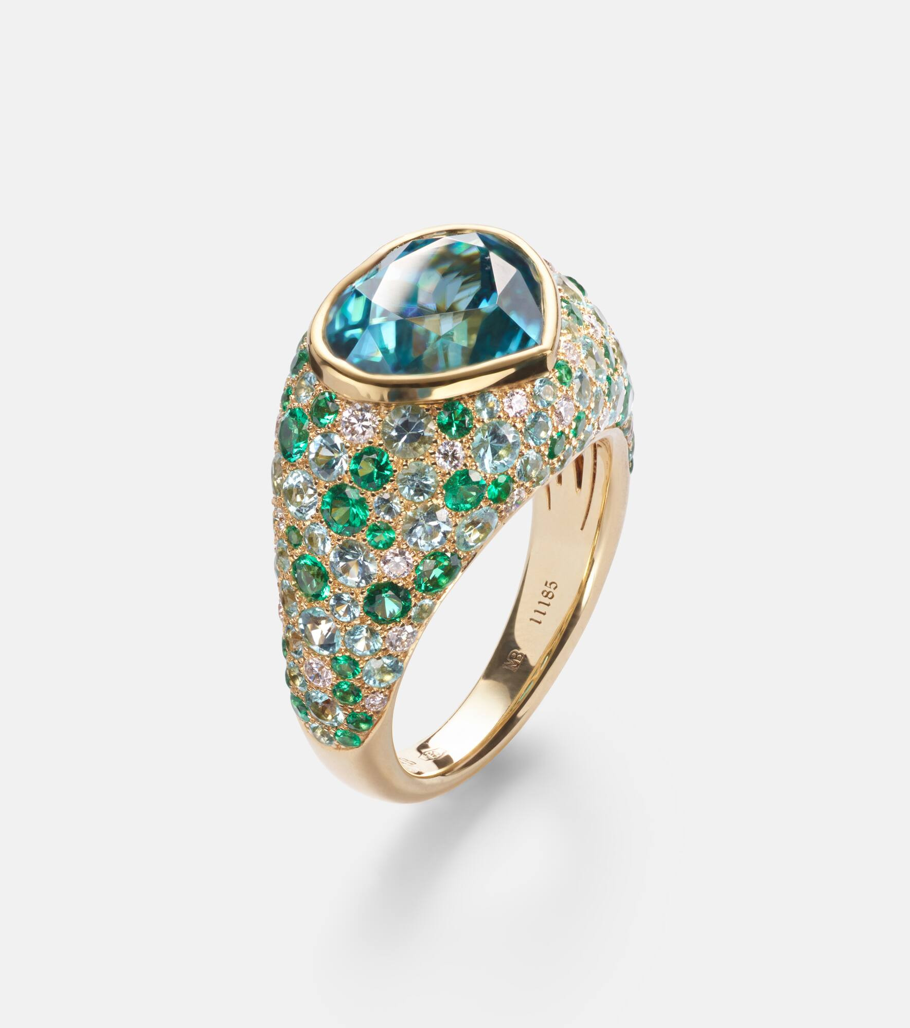 Calvina 18kt gold ring with gemstones - 4