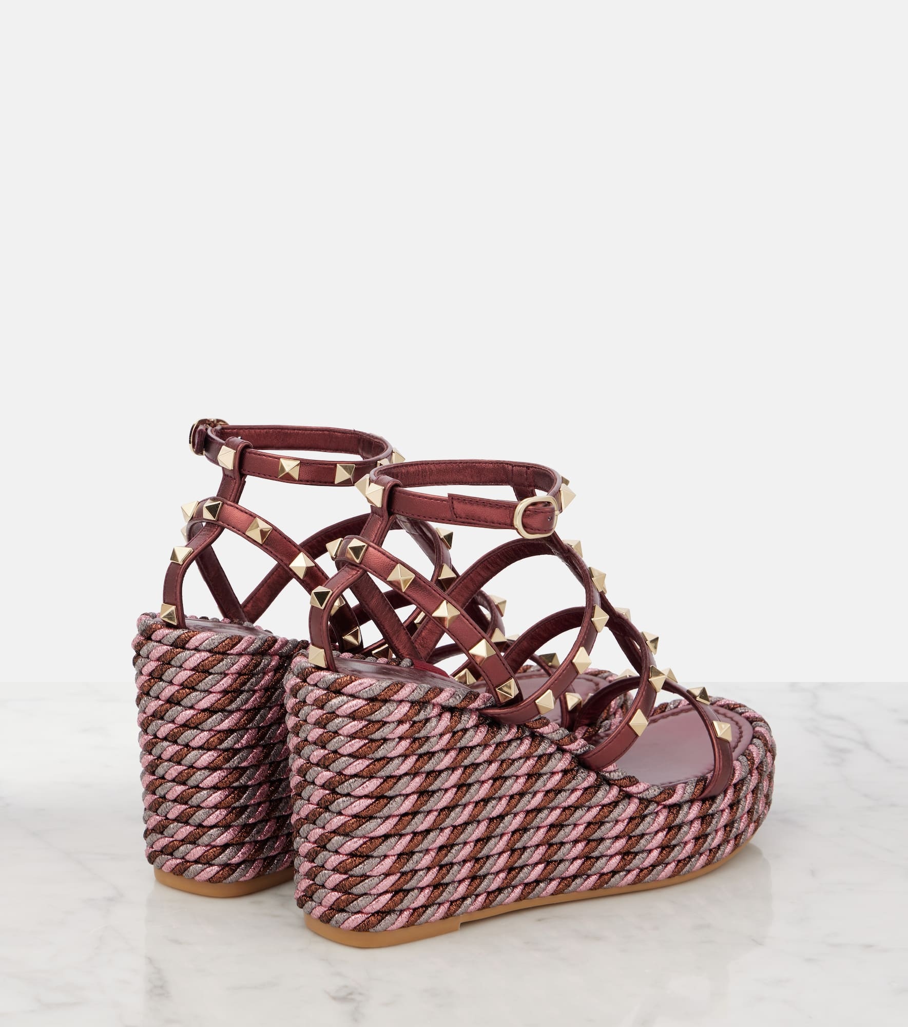 Rockstud 95 leather espadrille wedges - 2