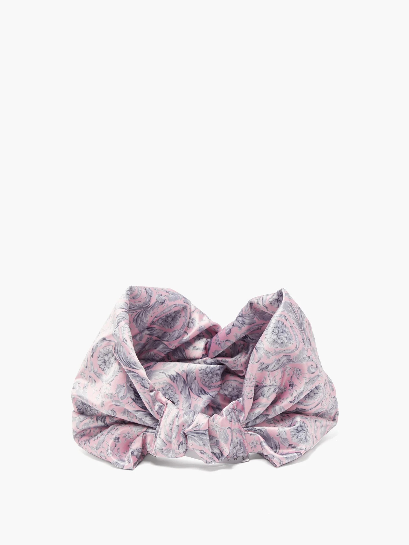 Baroque-print satin turban headband - 4