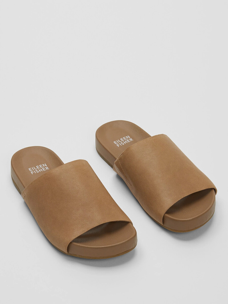 EILEEN FISHER Mask Tumbled Leather Slide Sandal outlook
