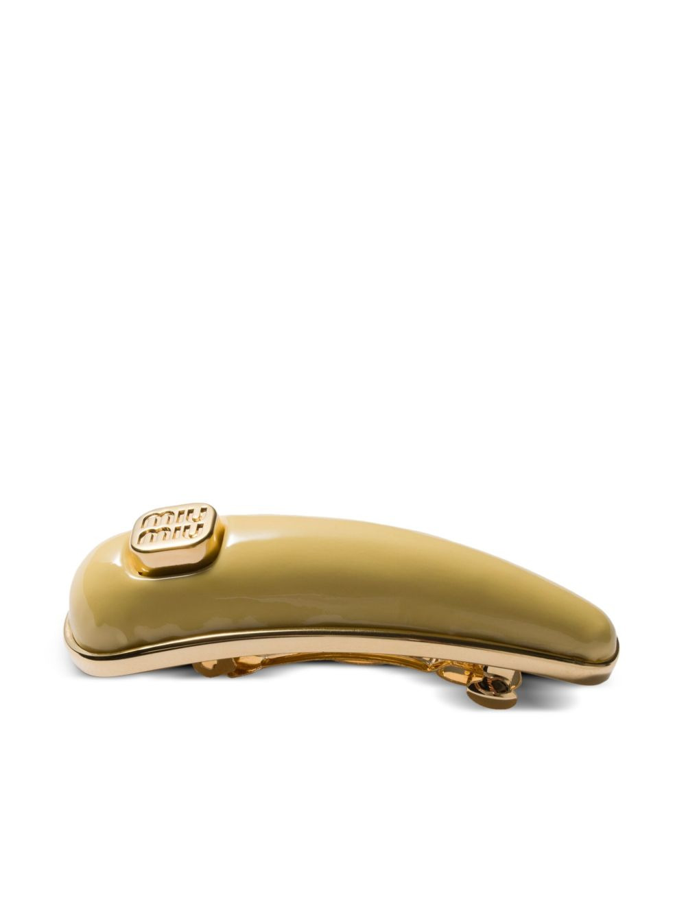 logo-plaque patent leather hair clip - 2