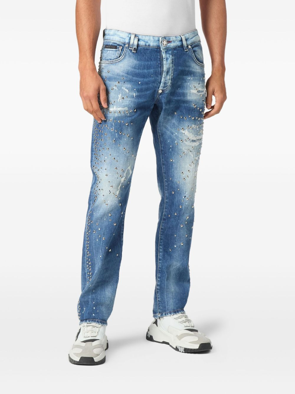 studded distressed jeans - 2