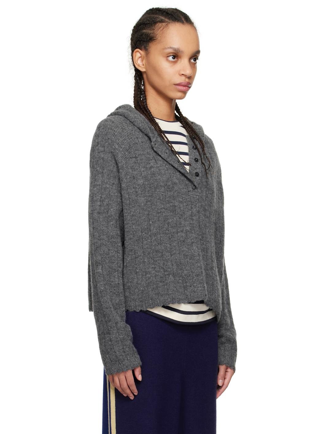 Gray Baby Alpaca Hoodie - 2