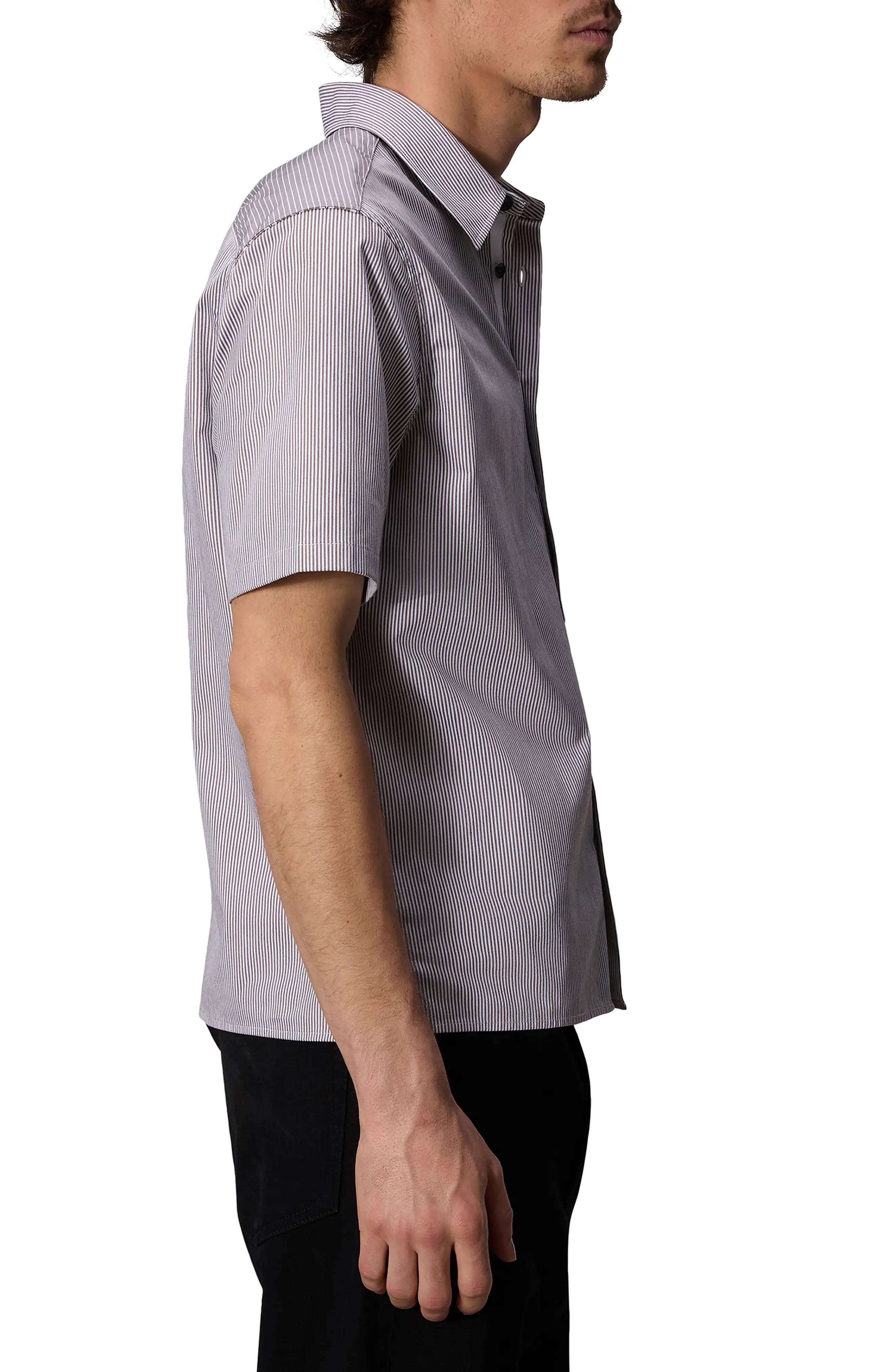 Dalton Mixed Stripe Stretch Short Sleeve Button-Up Shirt - 4