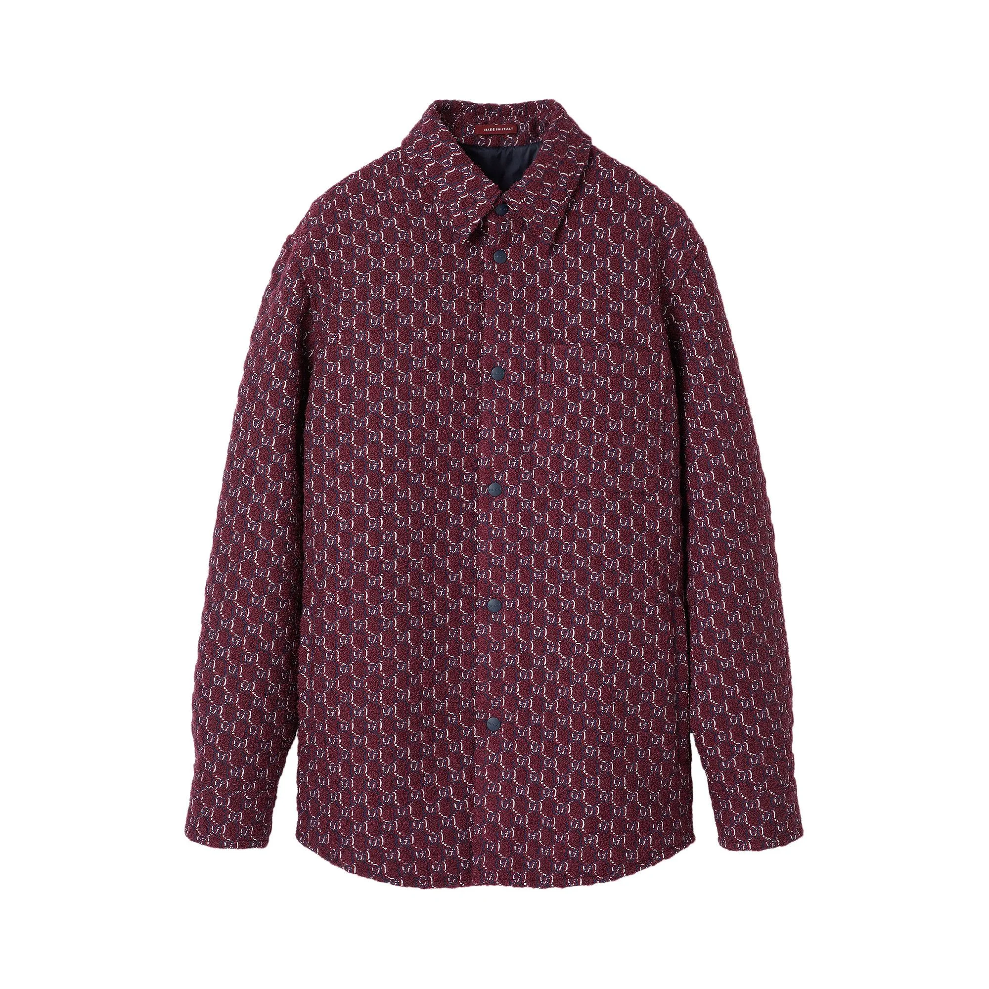 Gucci Bouclé Wool Jacquard Shirt 'Burgundy/Blue' - 1