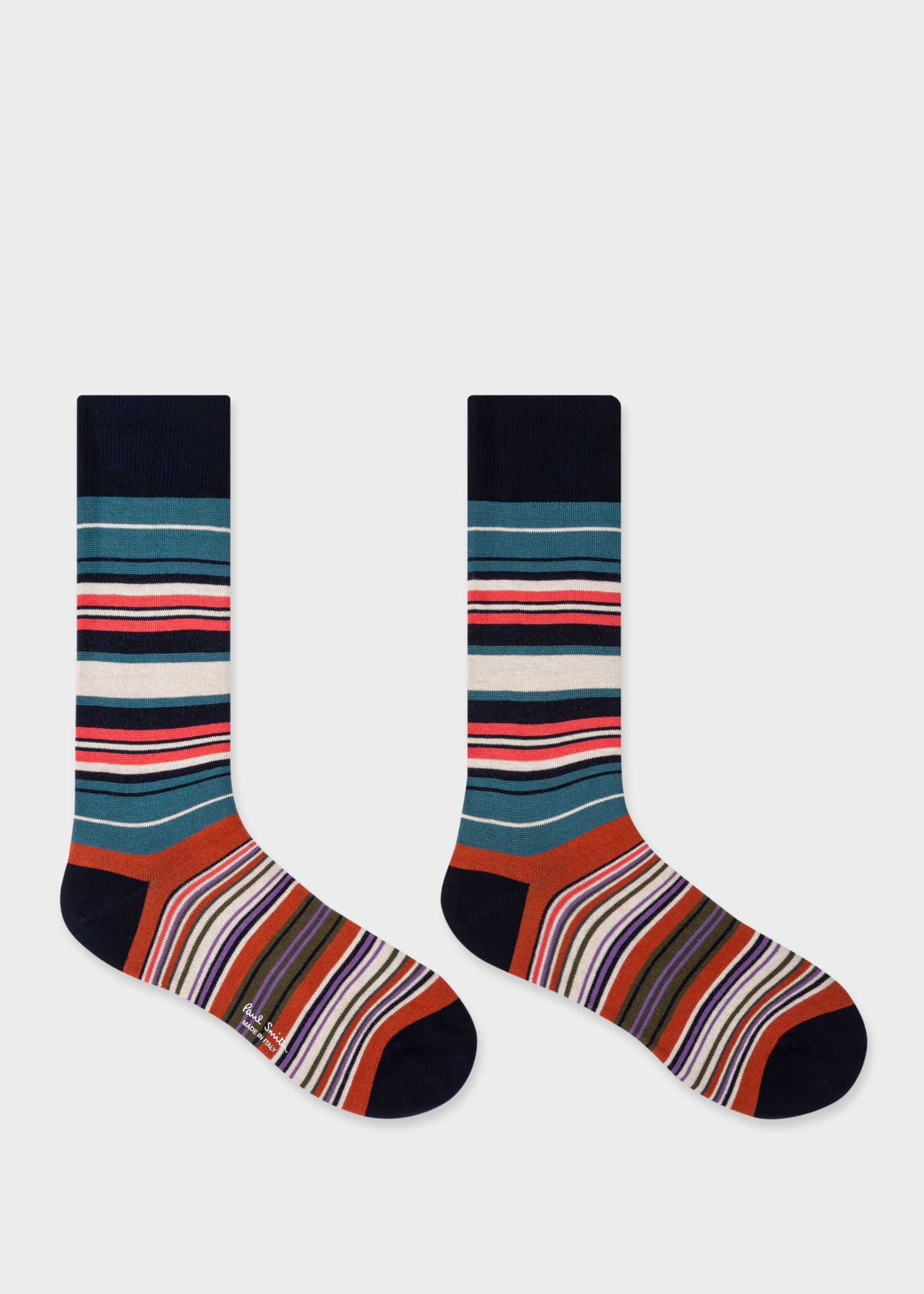 Dark Navy Mixed Stripe Socks - 2