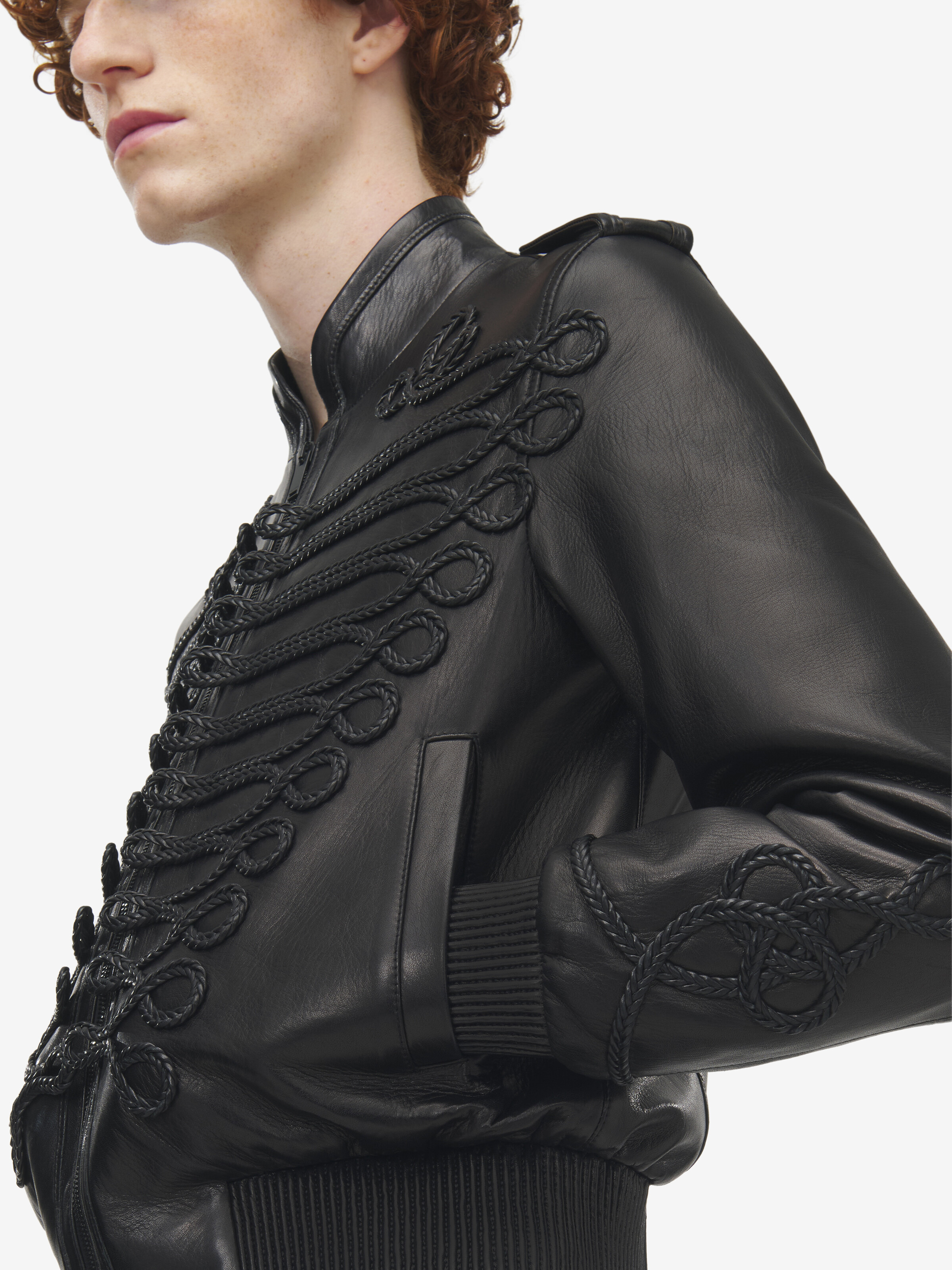 Frogging Embroidery Leather Jacket - 6