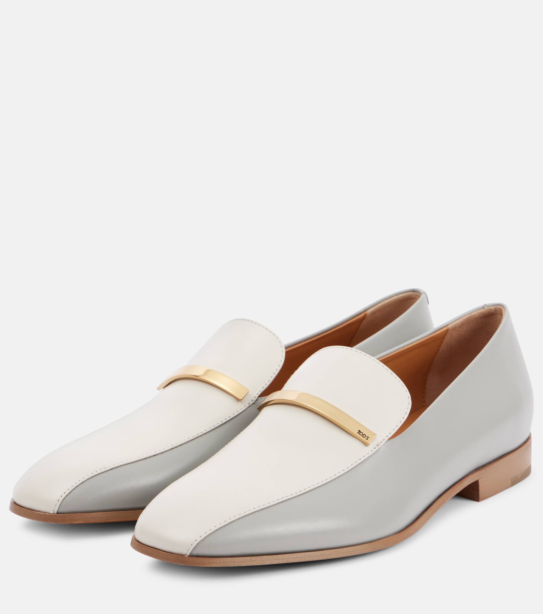Paneled leather loafers - 4