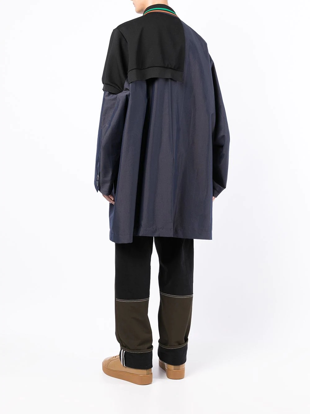 colour-block panelled oversized coat - 4