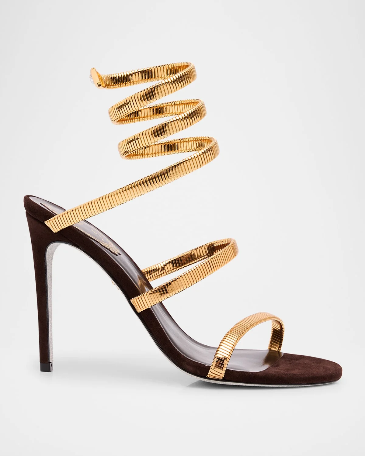 Meta Snake Spiral-Wrap Suede Sandals - 1