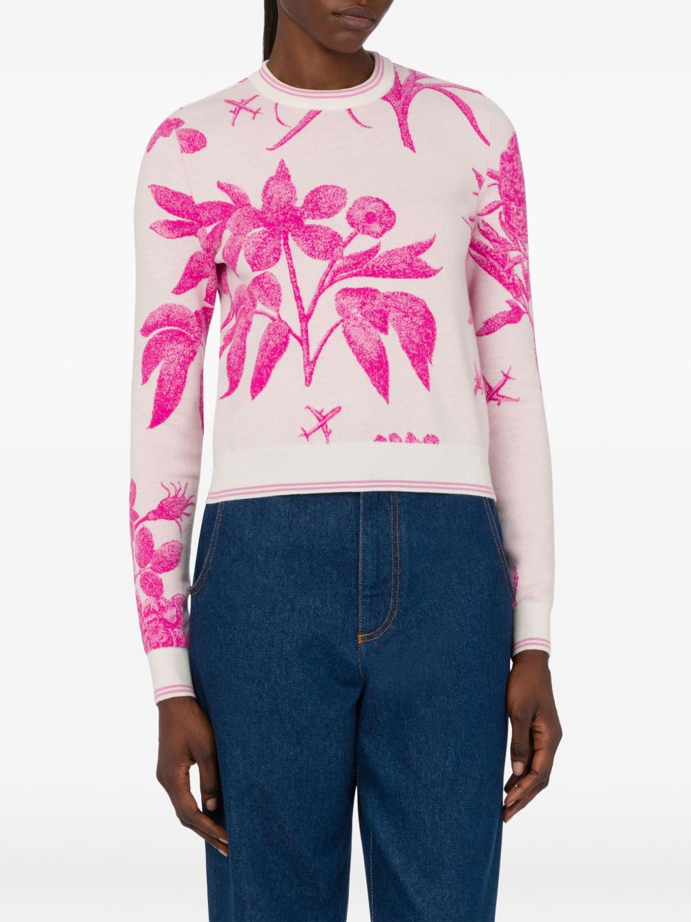 floral-print wool sweater - 3