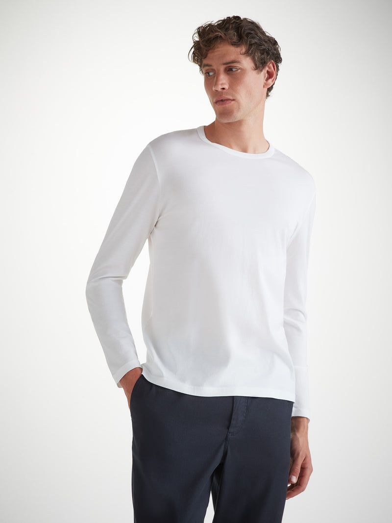 Men's Long Sleeve T-Shirt Barny Pima Cotton White - 5