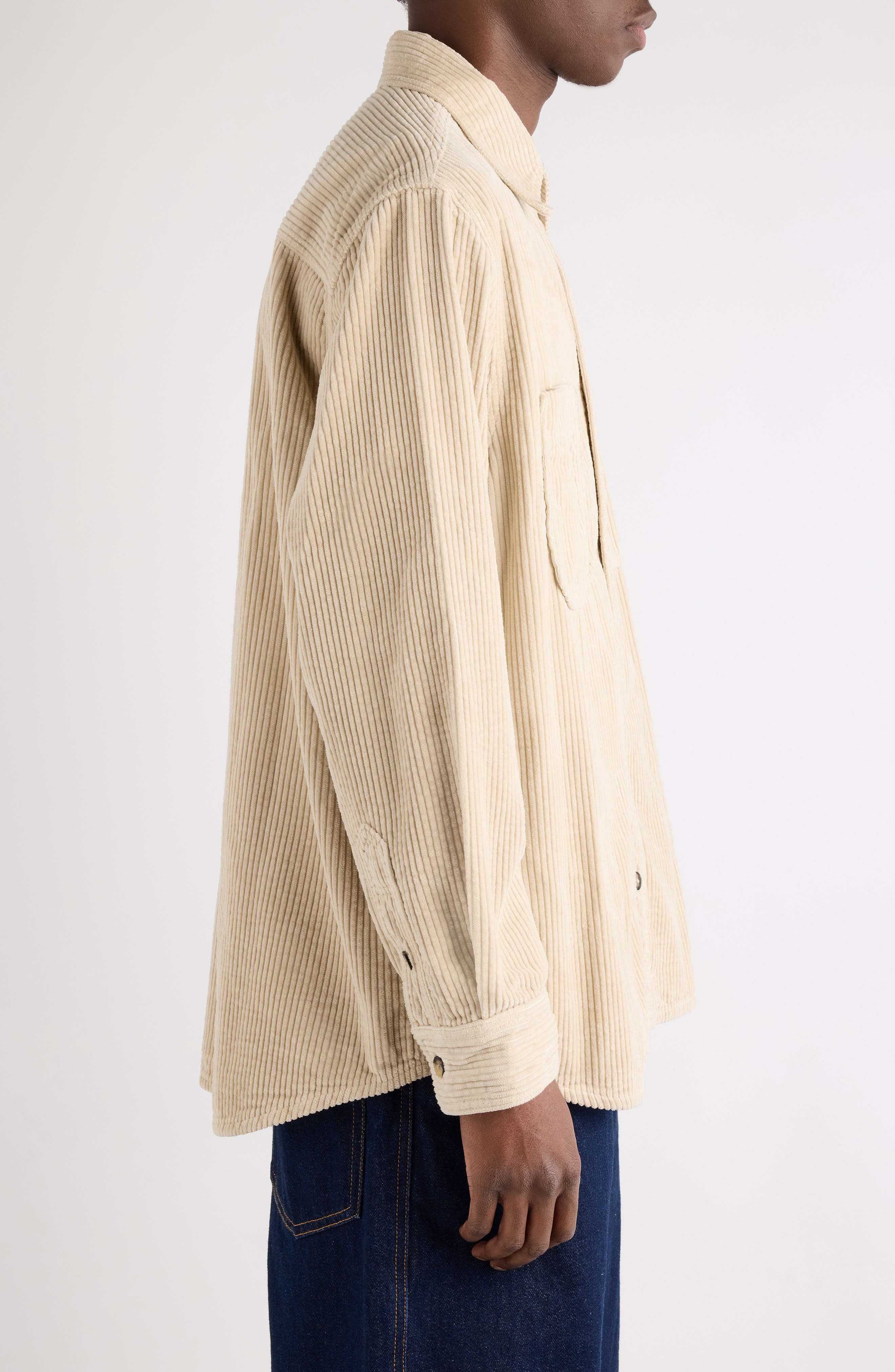 Isabel Marant Nario Cotton Corduroy Button-Up Overshirt in Ecru at Nordstrom - 4