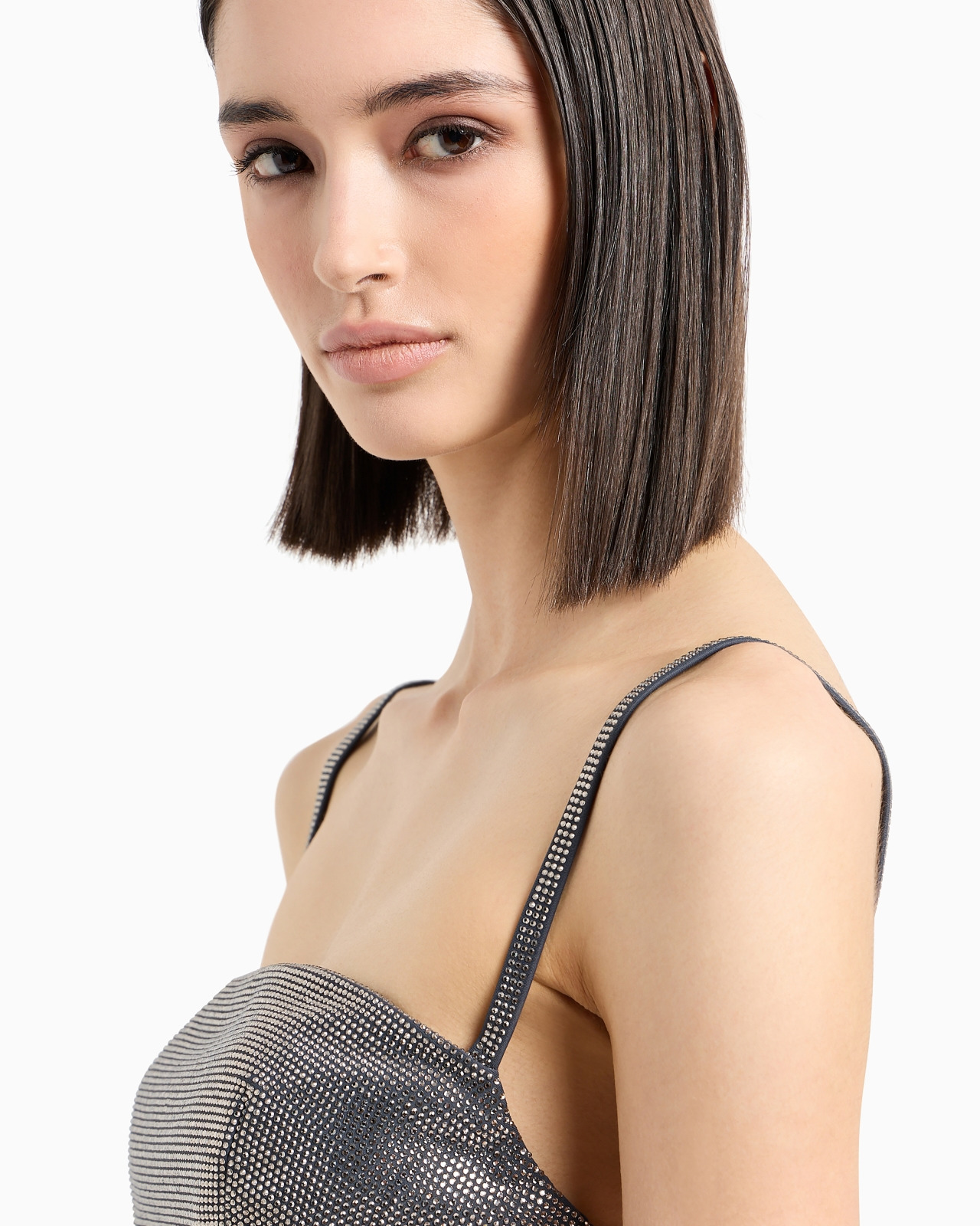 Rhinestone-covered bandeau top with shoulder straps - 5