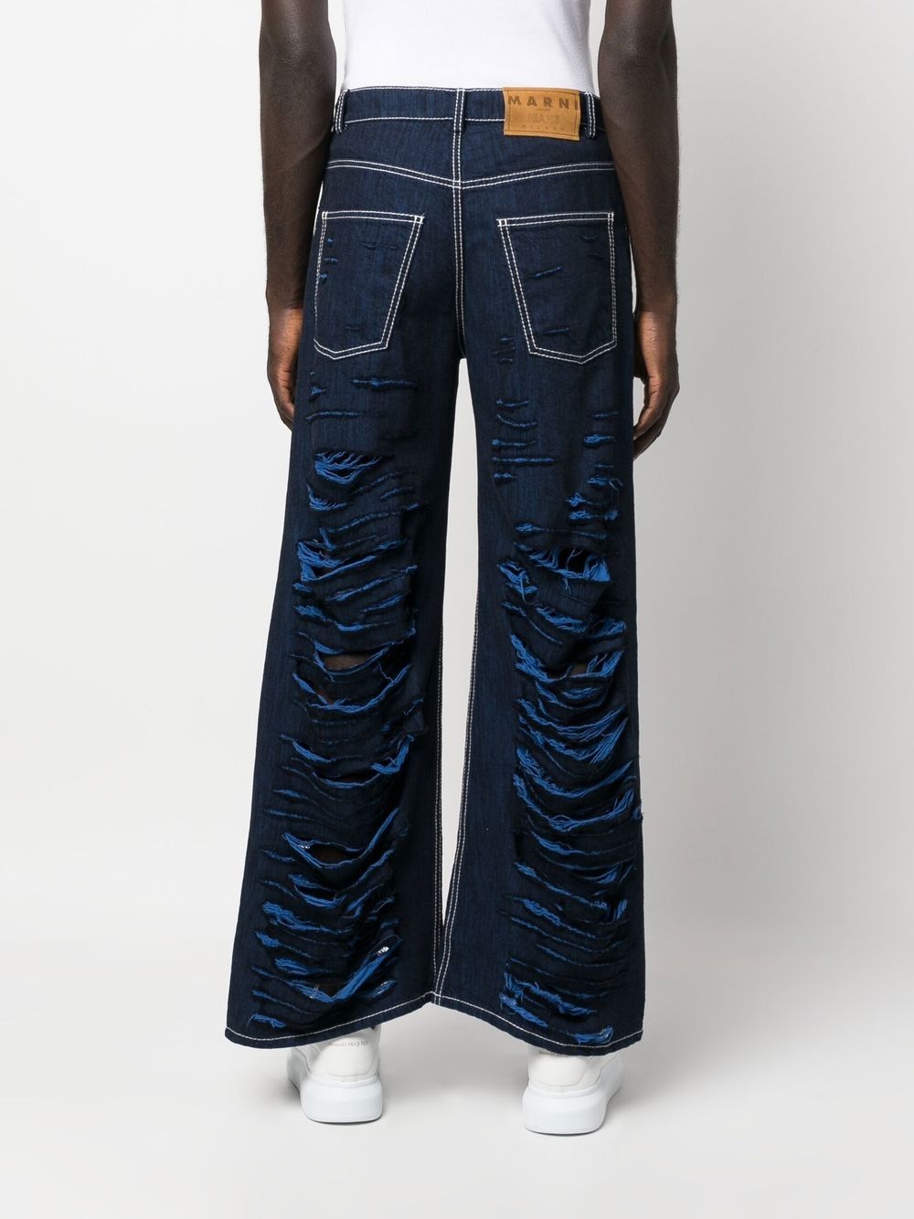 distressed straight-leg jeans - 4