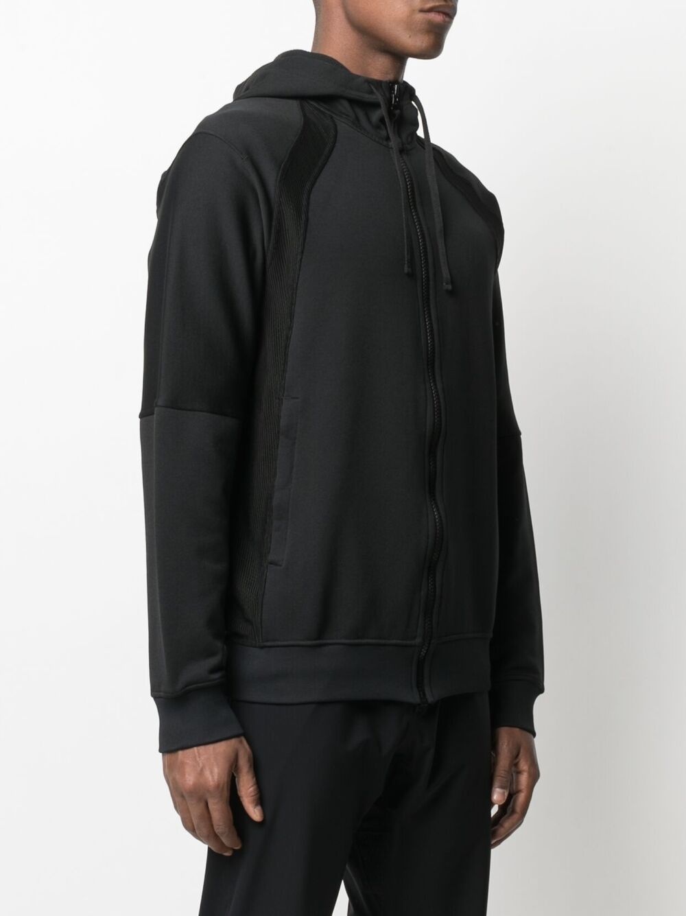 panelled zip-up hoodie - 3