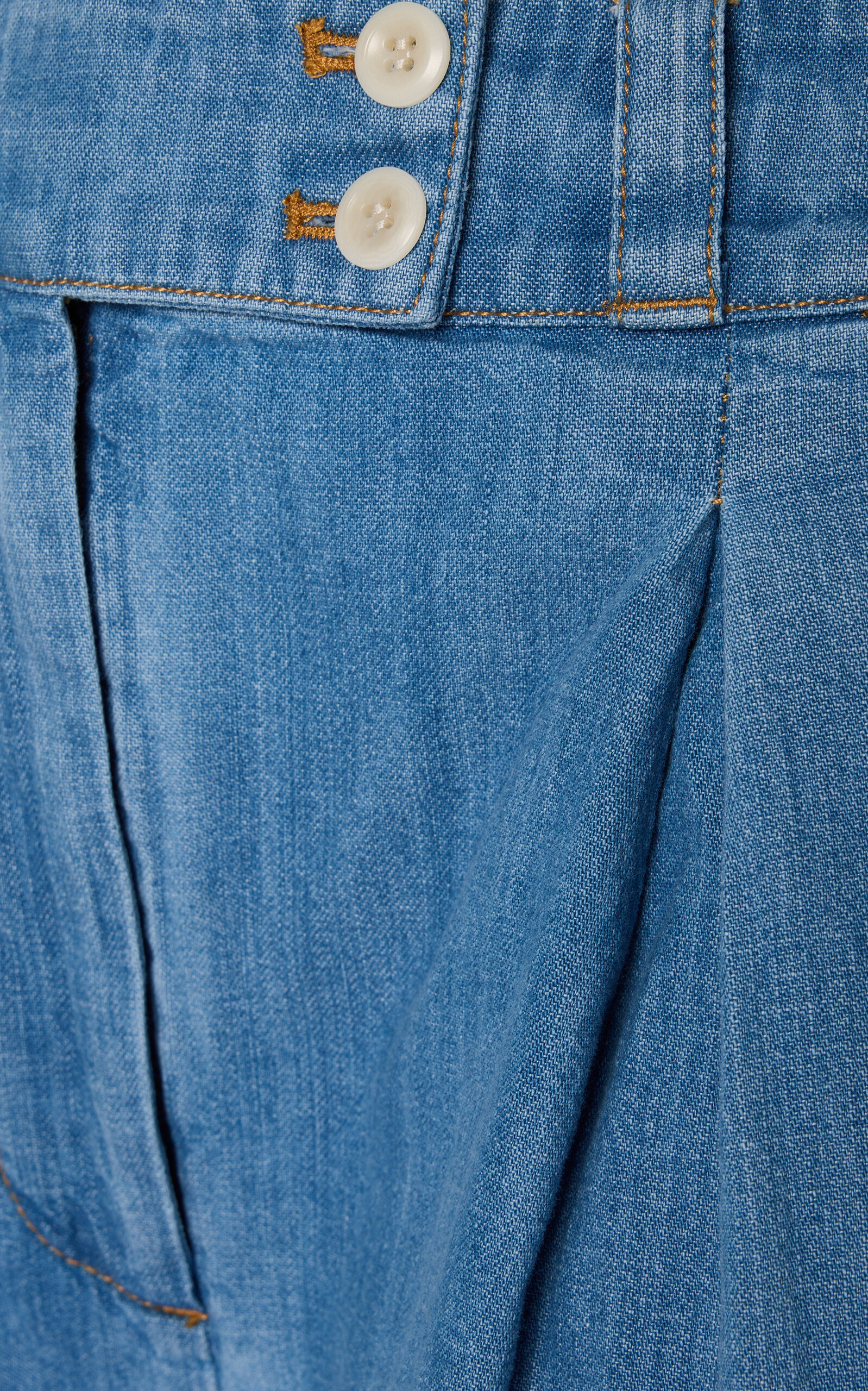 Newport Pleated Denim Trousers medium wash - 5