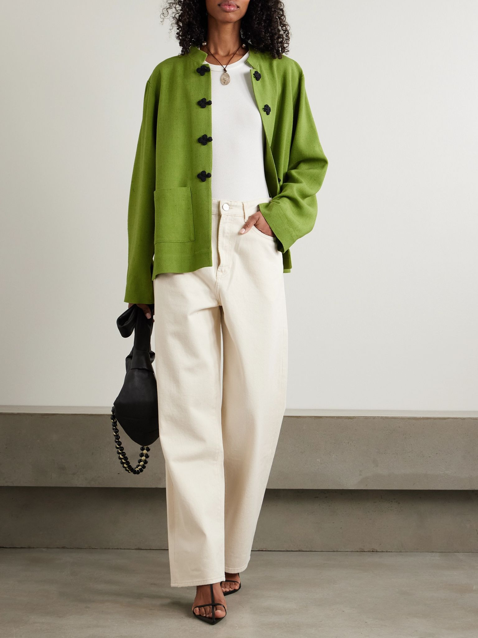 High-rise wide-leg jeans Ecru - 2
