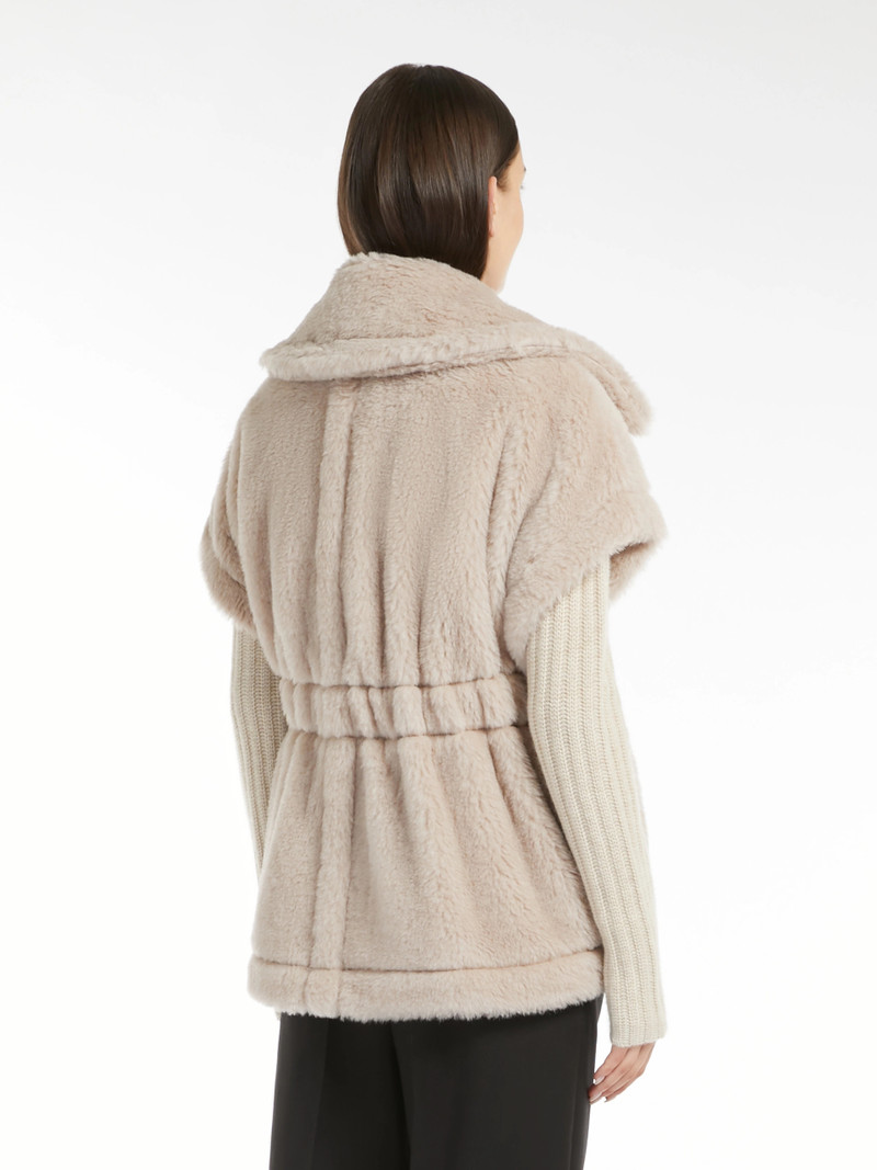 NEWABAVO1 Cape in alpaca and wool Teddy fabric - BEIGE 4