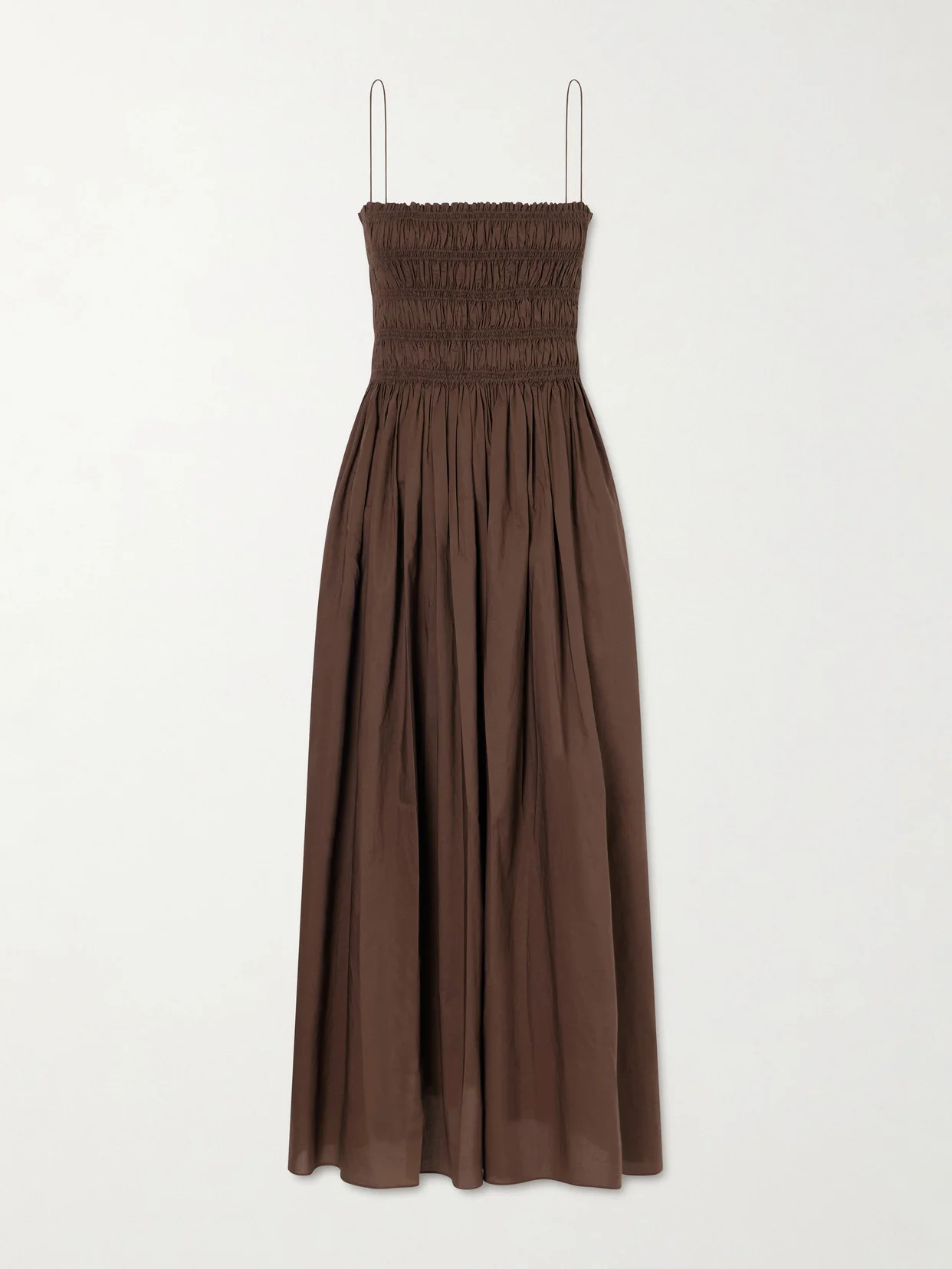 Shirred Organic Cotton Midi Dress - 1