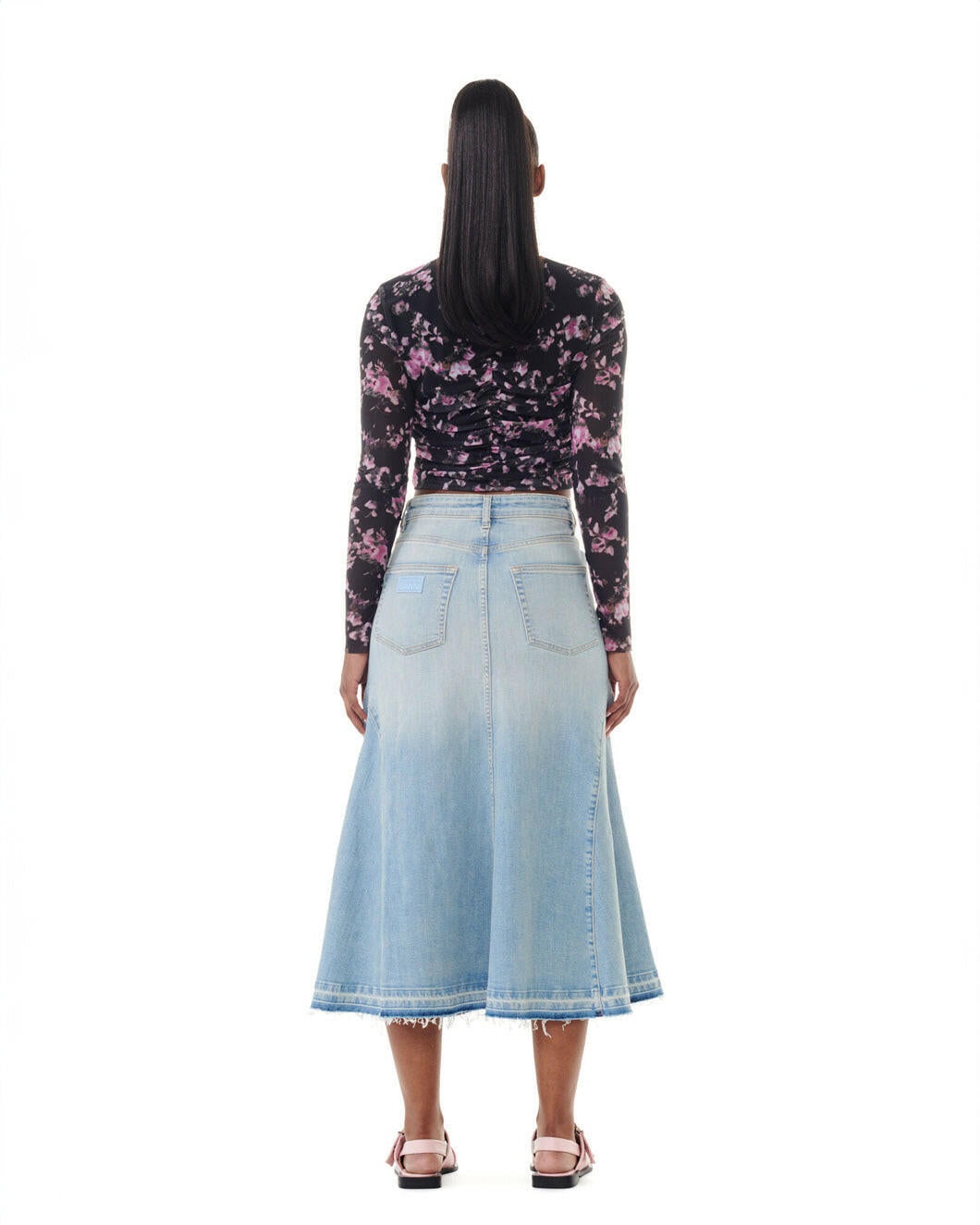 LIGHT BLUE DENIM MIDI SKIRT - 4