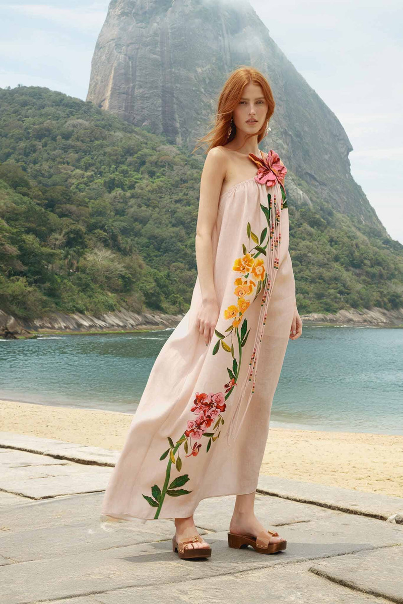FARM RIO Pink Garden Terrace 3D One-Shoulder Maxi Dress outlook
