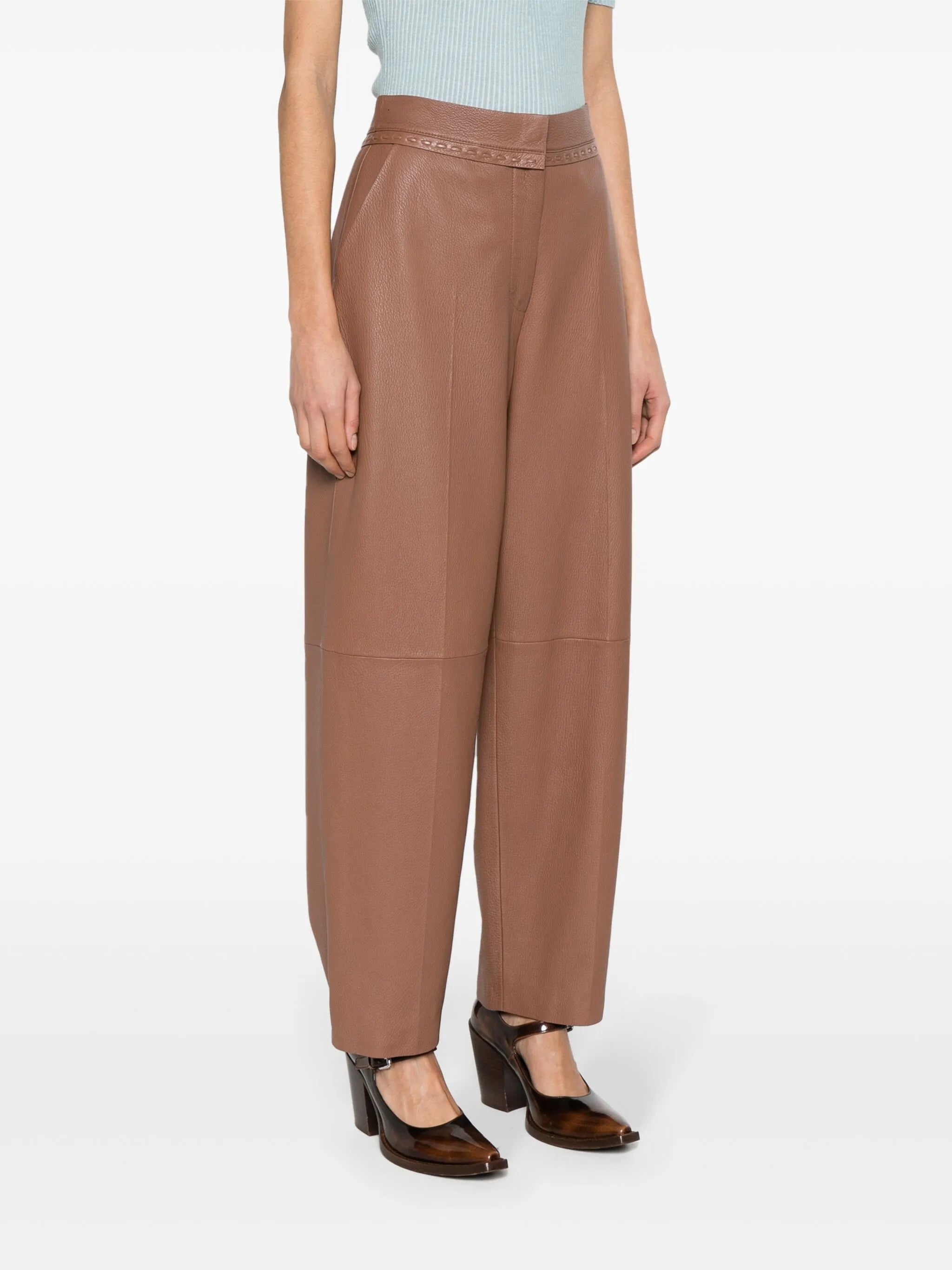 Leather Straight Trousers - 2