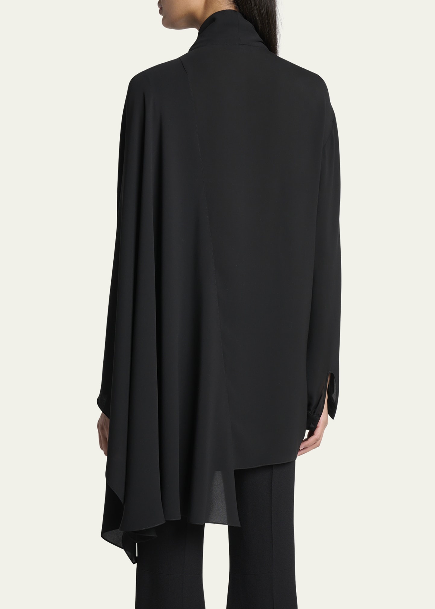 Long-Sleeve Silk Scarf Blouse - 3