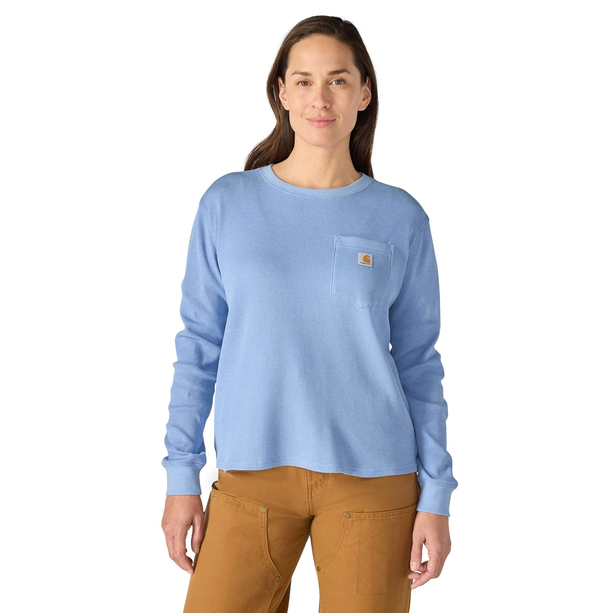 Women's Waffle Knit Loose LS T-Shirt - 1