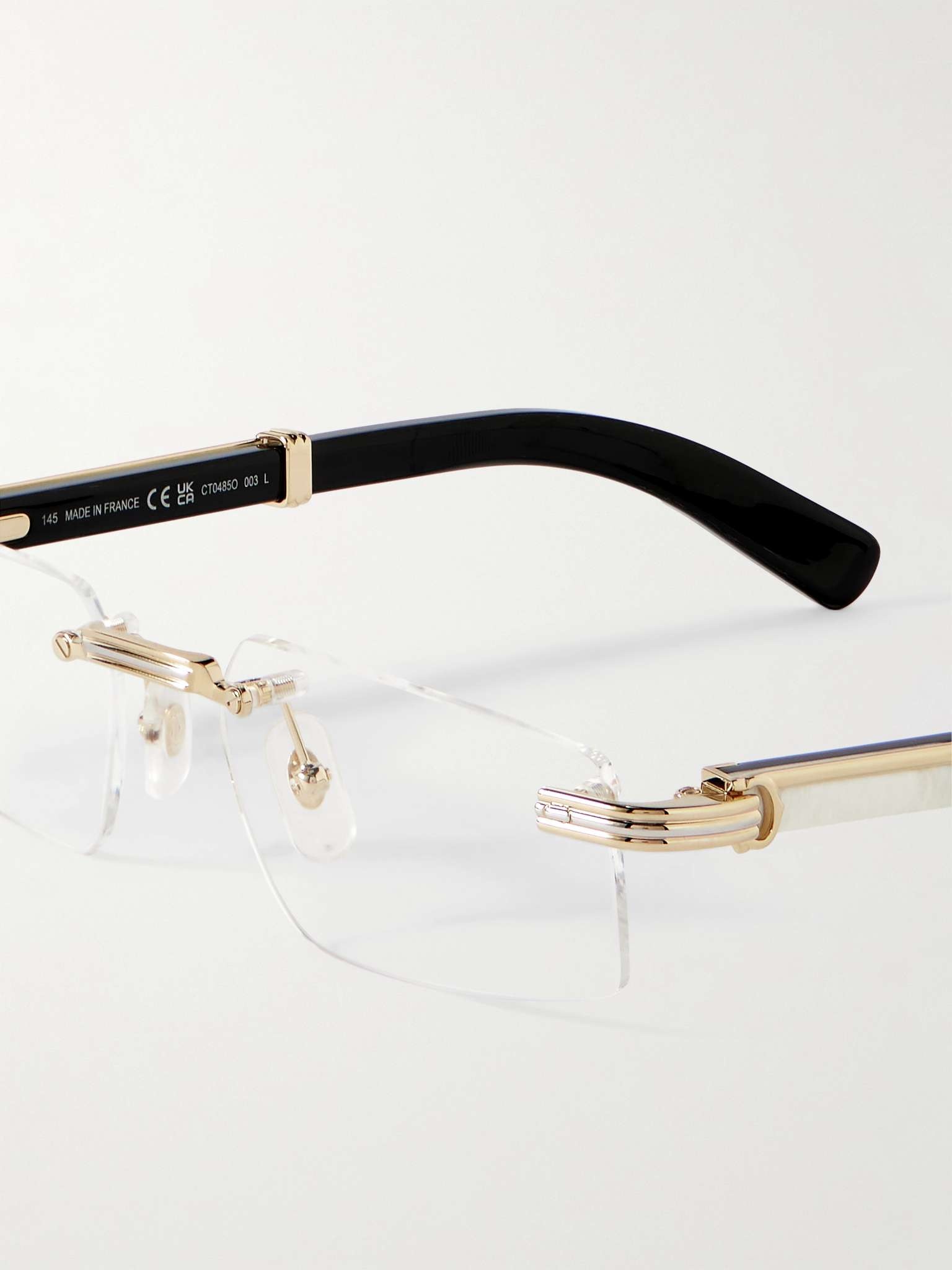 Rectangular-Frame Gold-Tone and Horn Optical Glasses - 4