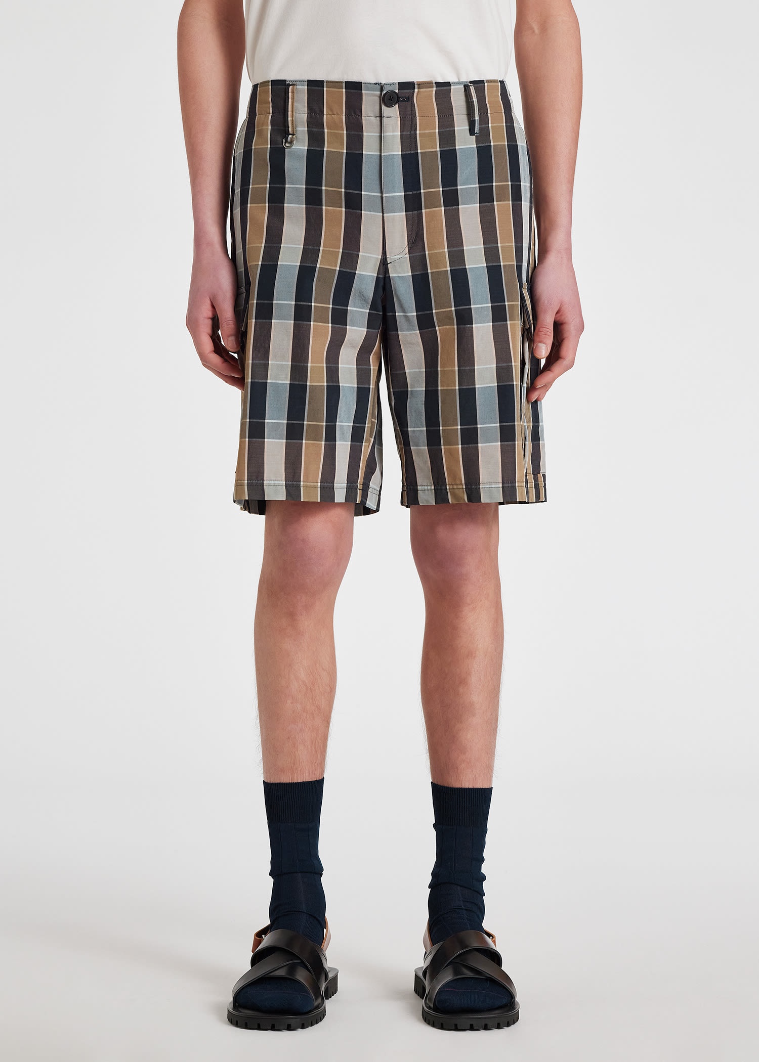 Wool-Blend Check Cargo Shorts - 5