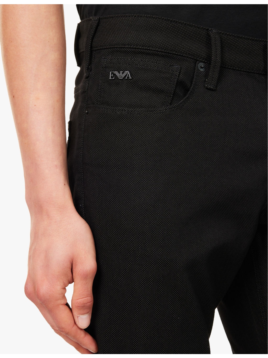 Brand-patch regular-fit tapered-leg low-rise cotton-blend jeans - 5