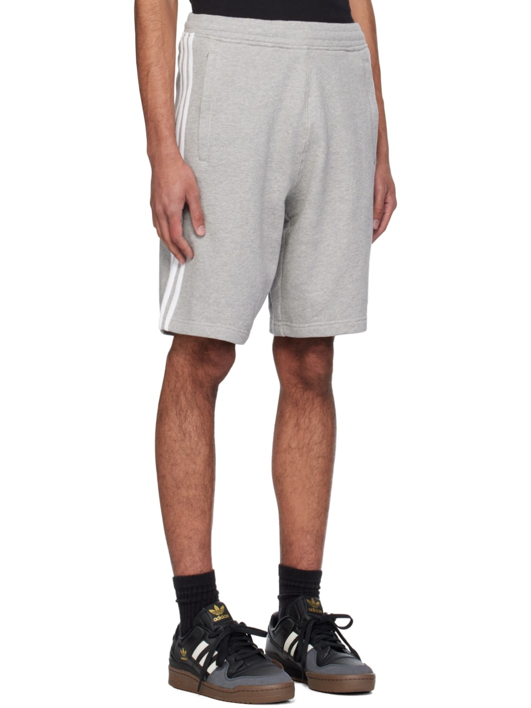 Gray 3-Stripes Shorts - 2