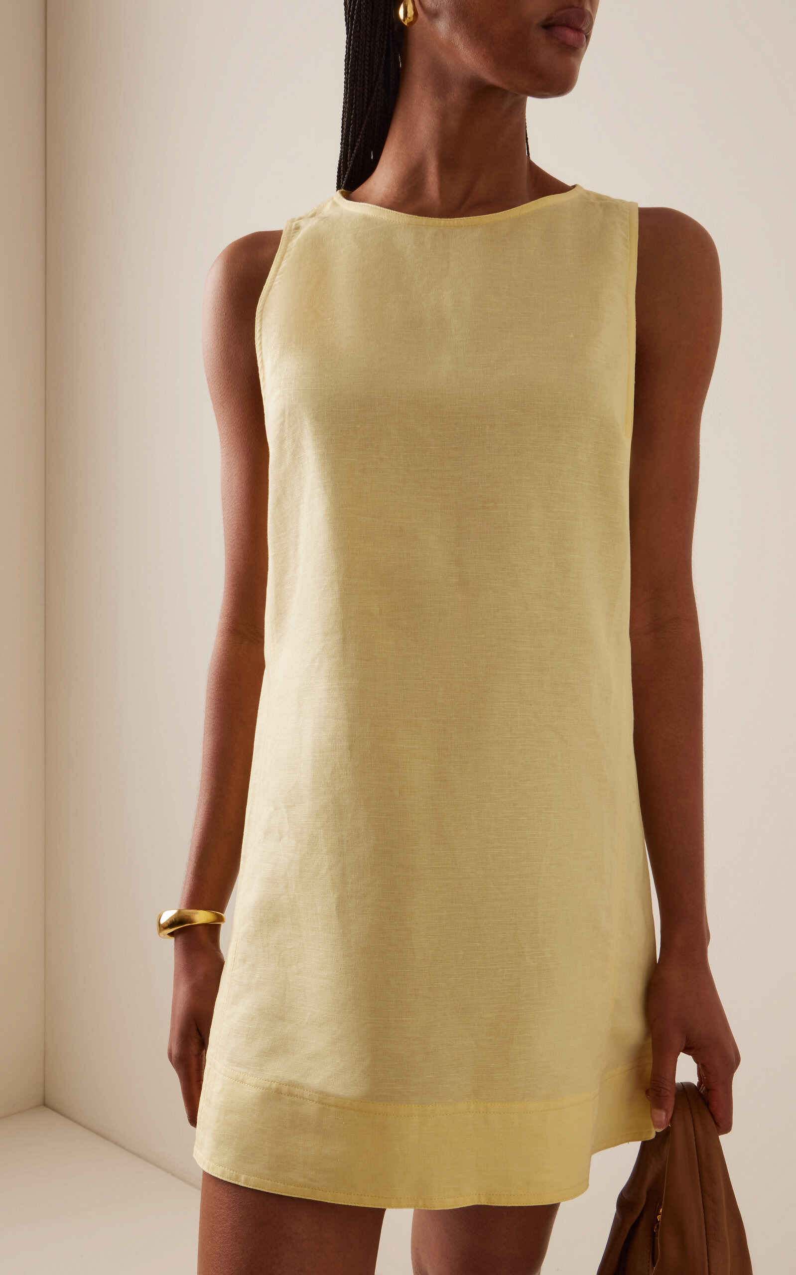 Exclusive Linen-Cotton Mini Shift Dress yellow - 3