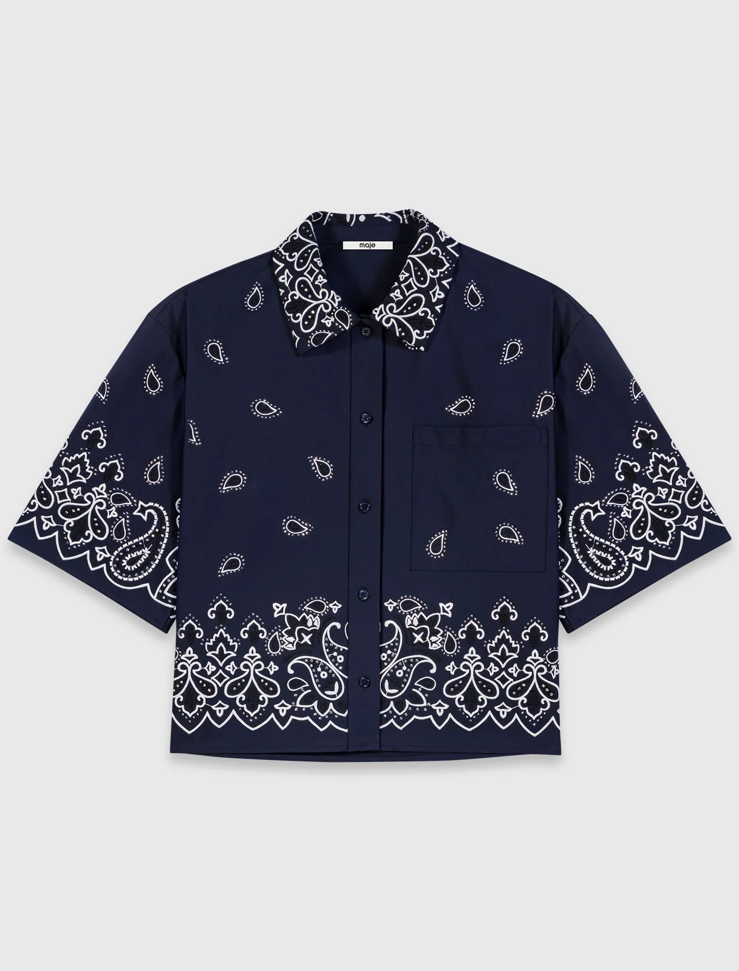 Cropped embroidered taffeta shirt - 1