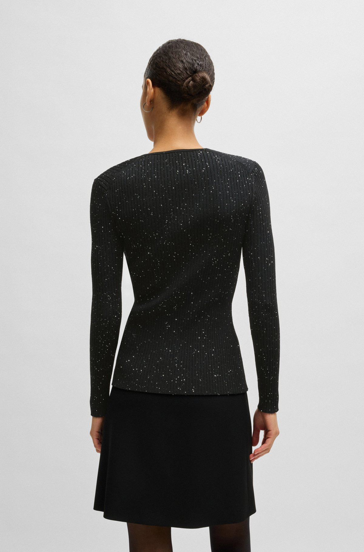 RIBBED SWEATER WITH SEQUIN EMBELLISHMENTS - 4