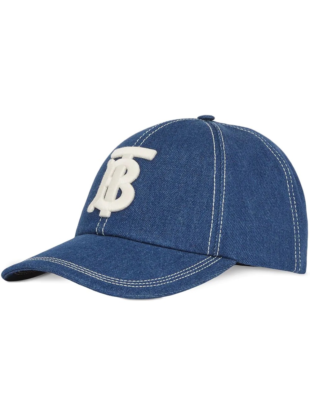 monogram motif topstitched denim baseball cap - 1