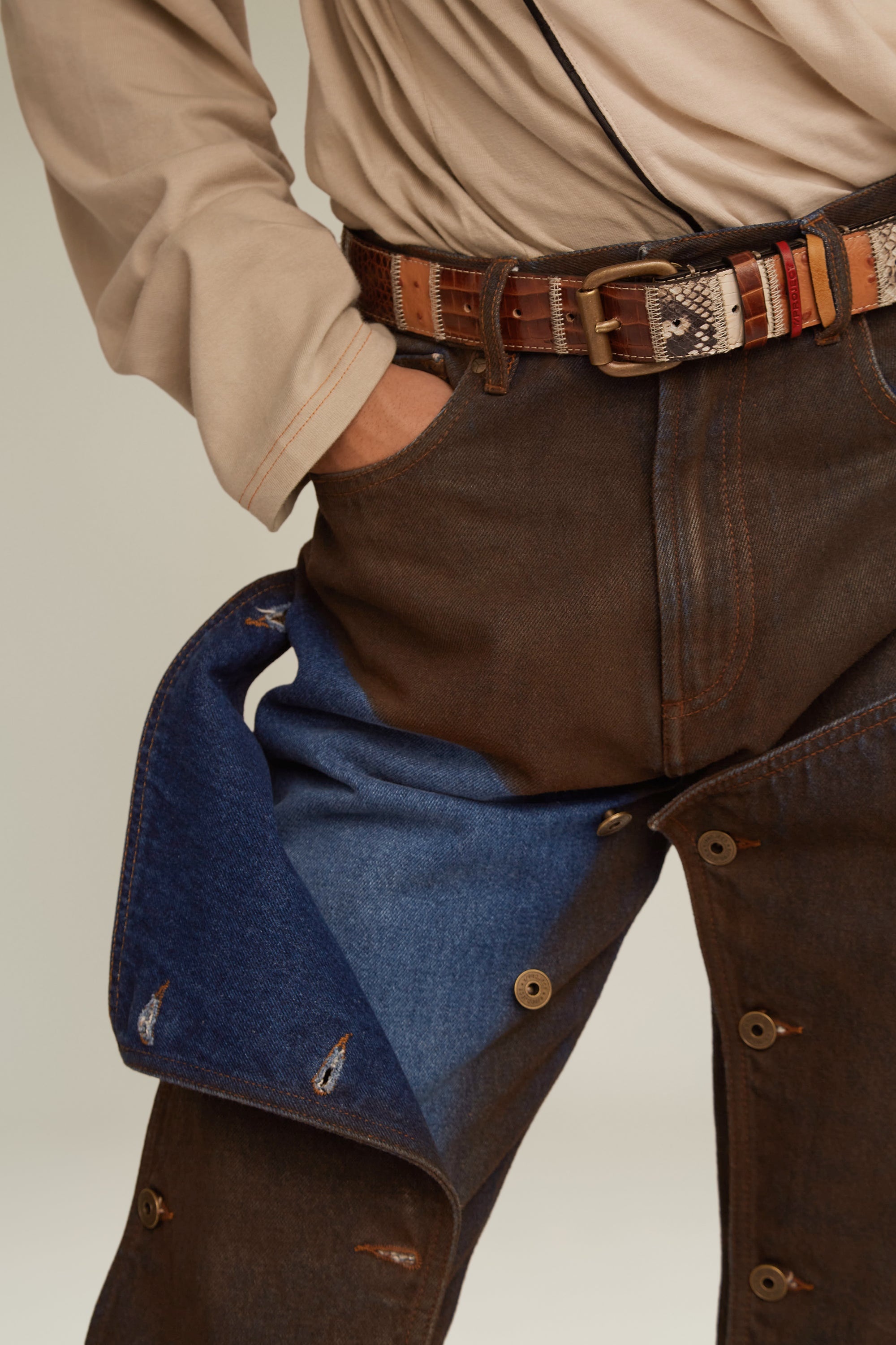 Button Panel Jeans - 2