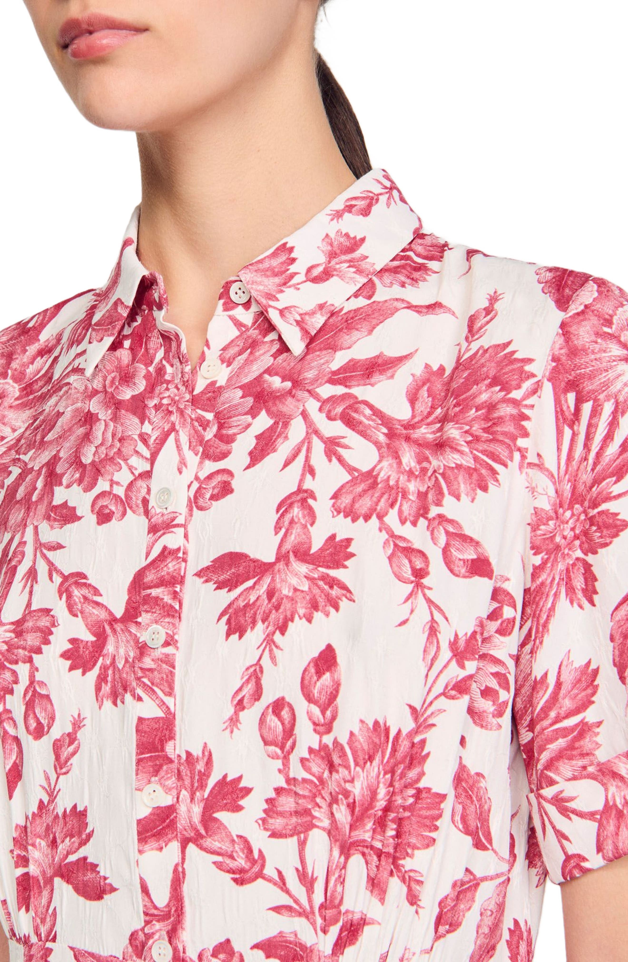 SANDRO Floral patterned maxi dress in White /Red at Nordstrom - 3