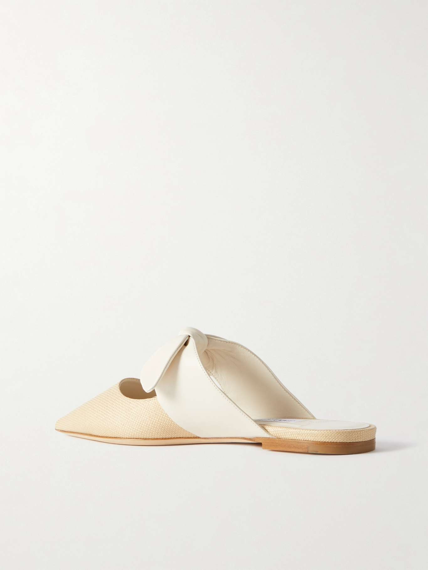 Rali bow-embellished leather and raffia mules - 3