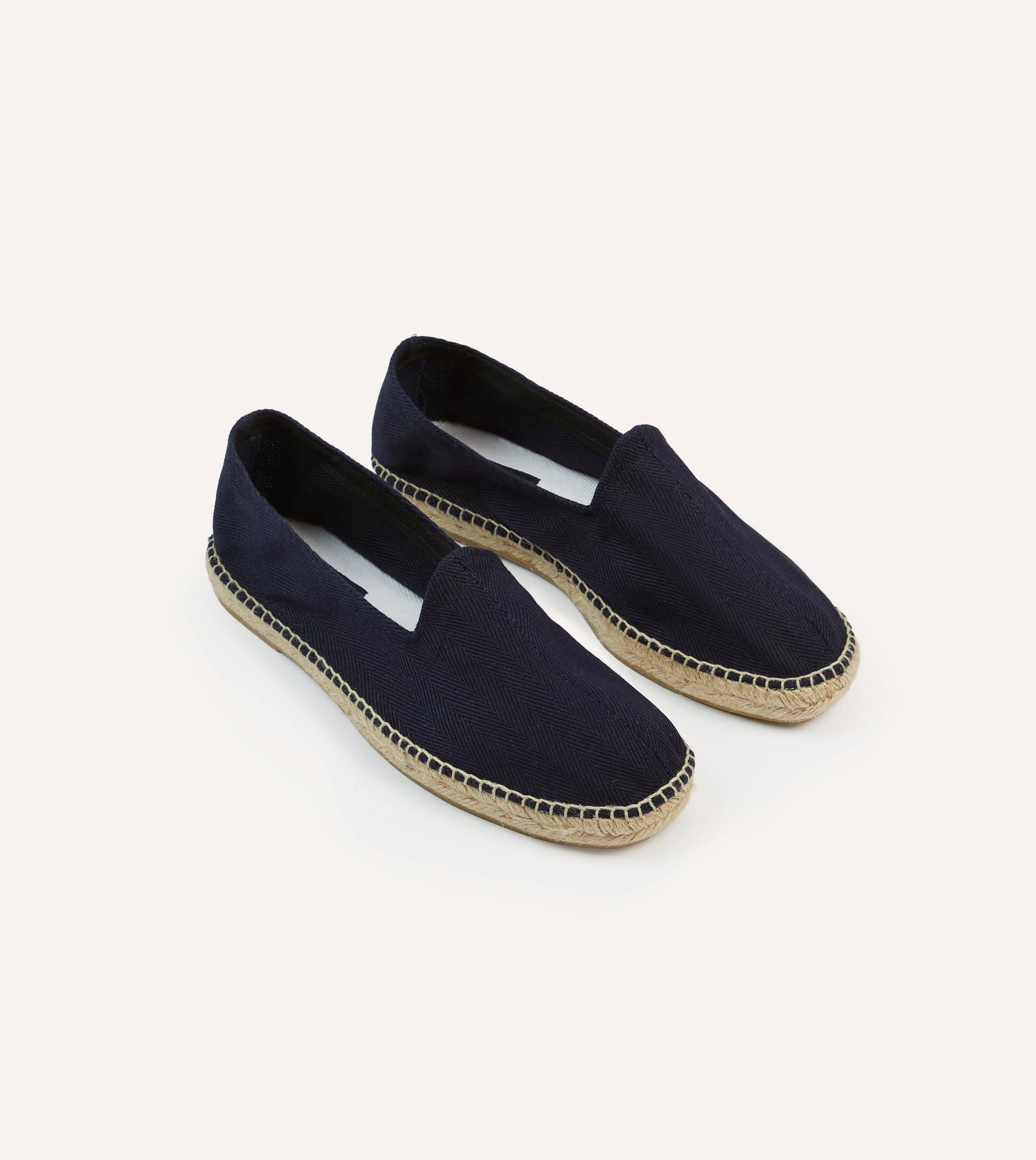Navy Herringbone Cotton Espadrilles - 1