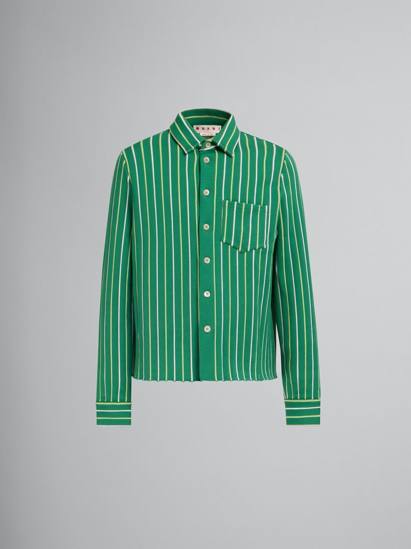 GREEN STRIPED TECHNO KNIT SHIRT - 1