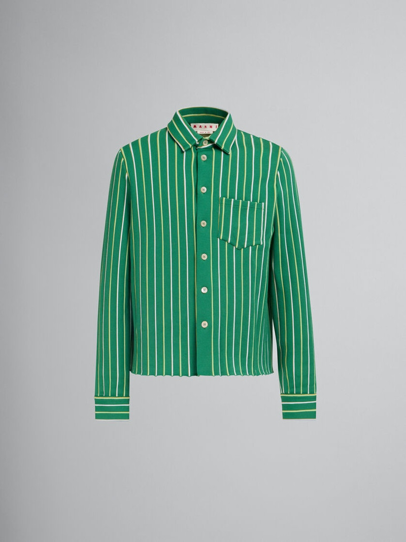 GREEN STRIPED TECHNO KNIT SHIRT 1