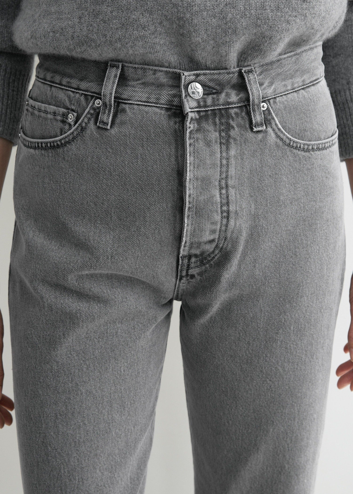 Twisted seam denim full length mid grey - 5