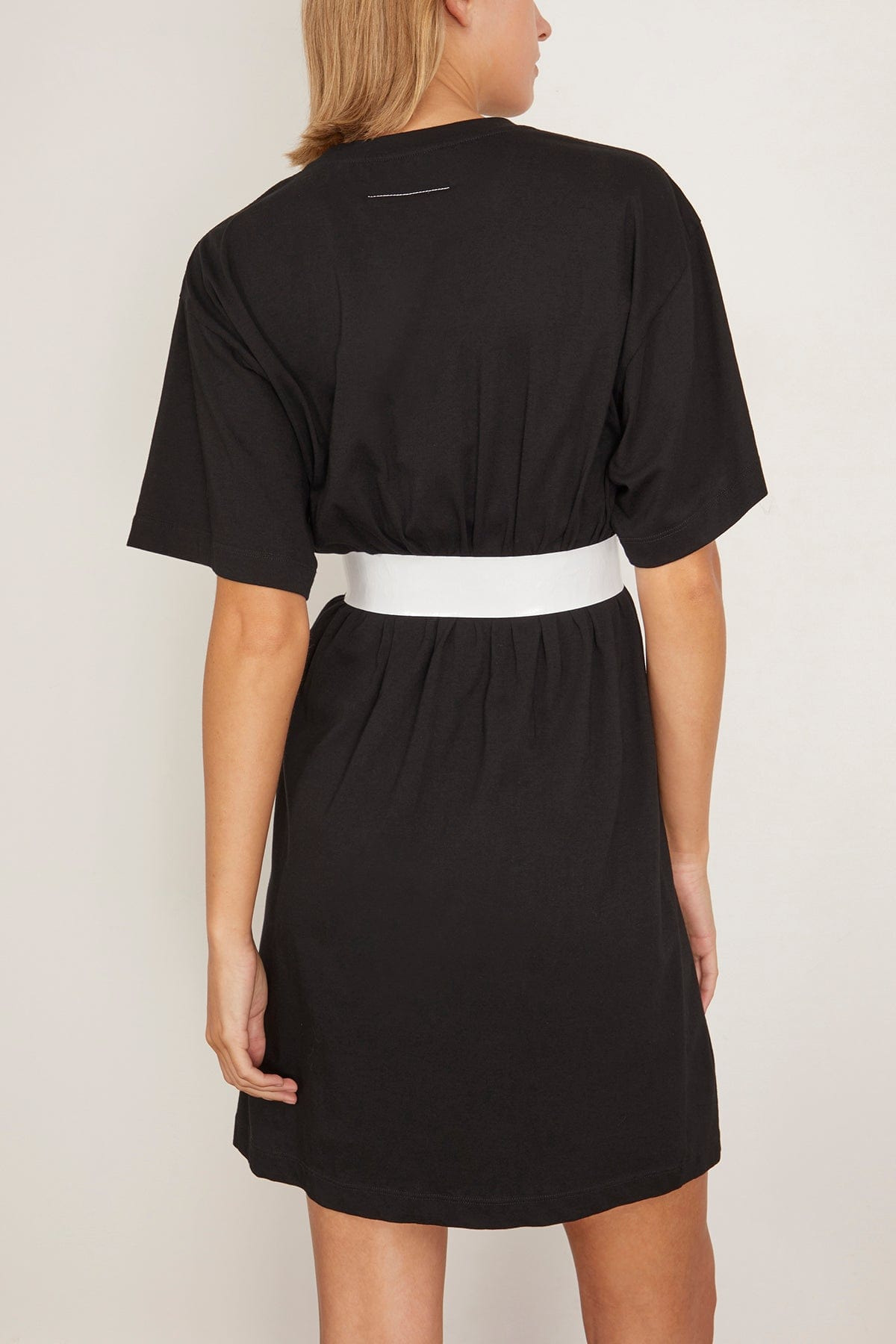 Taped Jersey Mini Dress in Black - 5